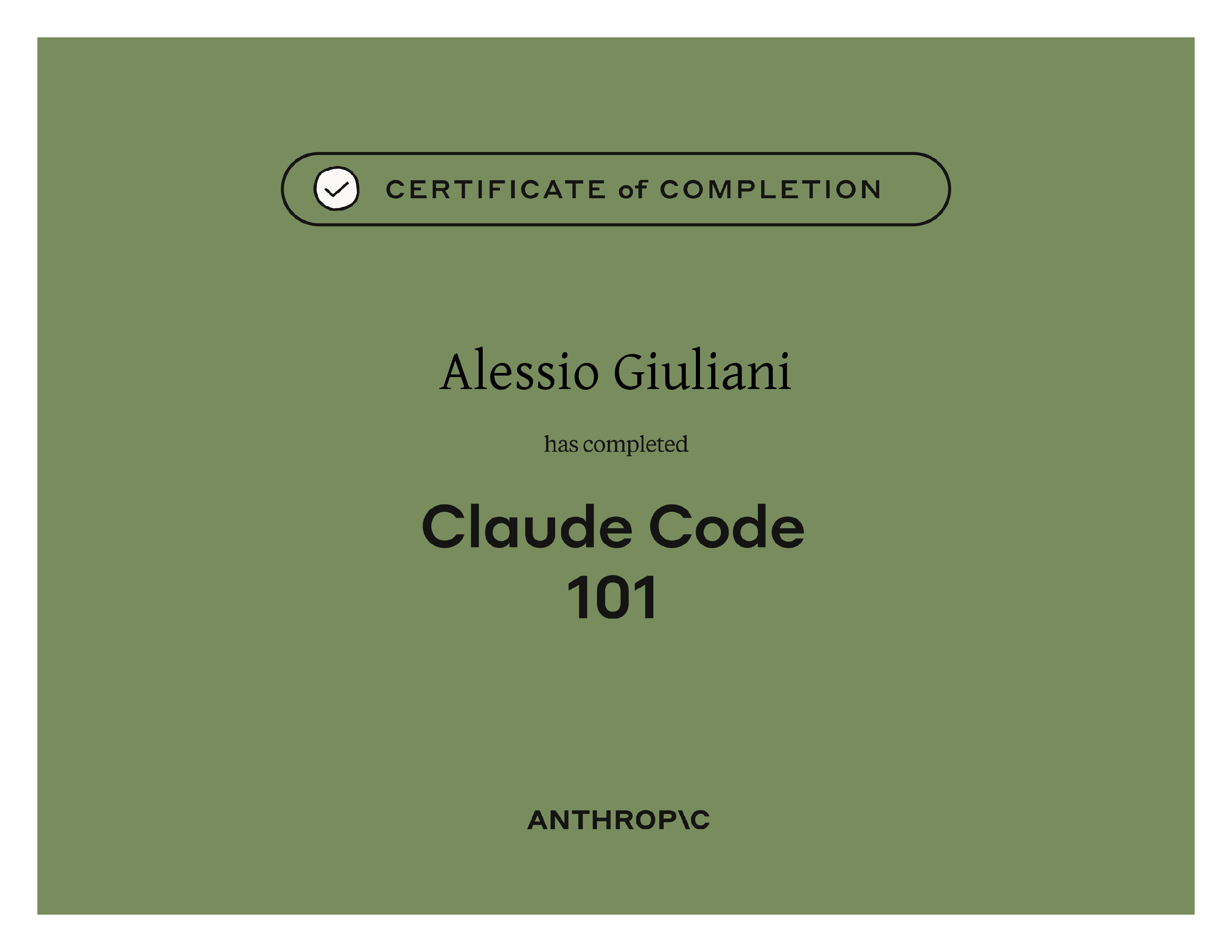 Certificato Claude Code 101